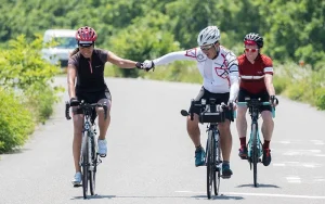 Boyd & moore riding bicycles for raising funds